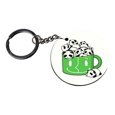 Crafty Worth | panda keychain for girls | keychain yellow Printed Wooden Keychains | Circle Shape Set of 2 keyrings 2×2 inch - alternate view