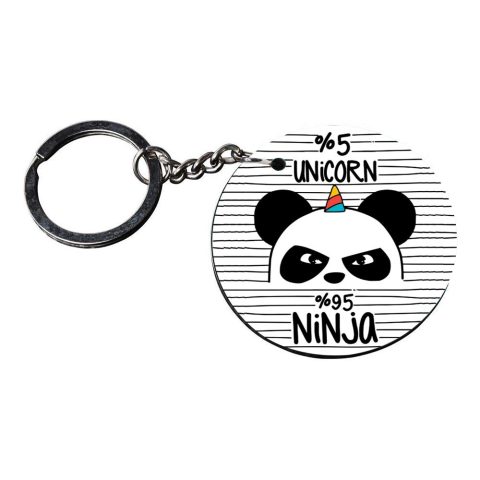 Crafty Worth | panda unicorn | d keychain Printed Wooden Keychains | Circle Shape Set of 2 keyrings 2×2 inch - alternate view