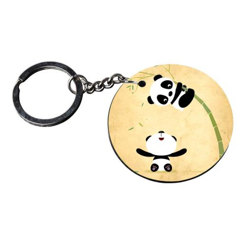 Crafty Worth | panda teddy keychain | k keychain Printed Wooden Keychains | Circle Shape Set of 2 keyrings 2×2 inch - alternate view