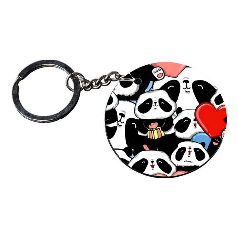Crafty Worth | panda keychains for girls | m keychain Printed Wooden Keychains | Circle Shape Set of 2 keyrings 2×2 inch - alternate view