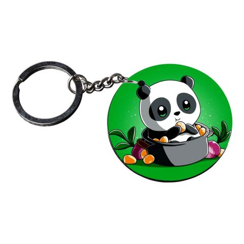 Crafty Worth | panda keychains for boys | p keychain Printed Wooden Keychains | Circle Shape Set of 2 keyrings 2×2 inch - alternate view