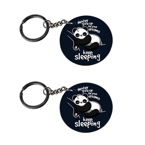 Crafty Worth | panda keychains cute | p keychain dalluchi Printed Wooden Keychains | Circle Shape Set of 2 keyrings 2×2 inch