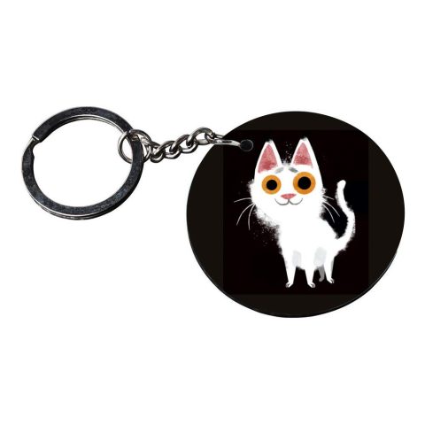Crafty Worth | cat keychains for boys | keychain for activa Printed Wooden Keychains | Circle Shape Set of 2 keyrings 2×2 inch - alternate view