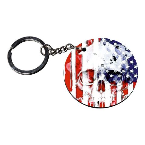 Crafty Worth | american flag keychains | keychain for access 125 Printed Wooden Keychains | Circle Shape Set of 2 keyrings 2×2 inch - alternate view