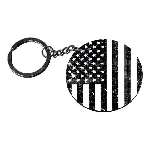 Crafty Worth | american flag keychains | keychain for dad Printed Wooden Keychains | Circle Shape Set of 2 keyrings 2×2 inch - alternate view