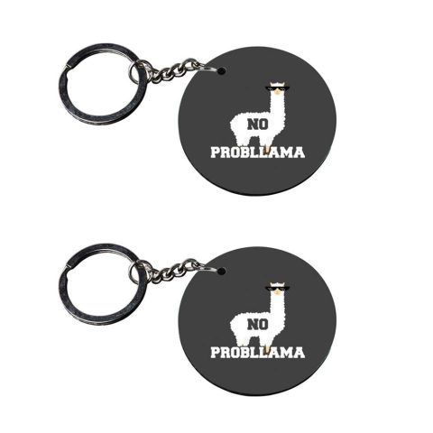 Crafty Worth | llama keychain for girls | keychain for bullet royal enfield Printed Wooden Keychains | Circle Shape Set of 2 keyrings 2×2 inch