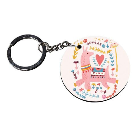 Crafty Worth | keychain for girls unicorn | keychain for boys bike Printed Wooden Keychains | Circle Shape Set of 2 keyrings 2×2 inch - alternate view