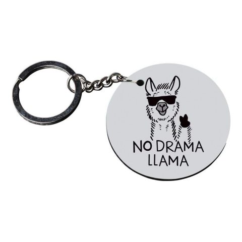 Crafty Worth | llama keychain for girls | keychain for cycle Printed Wooden Keychains | Circle Shape Set of 2 keyrings 2×2 inch - alternate view