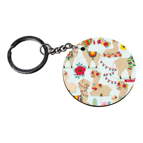 Crafty Worth | key chain for girls stylish latest | keychain for enfield Printed Wooden Keychains | Circle Shape Set of 2 keyrings 2×2 inch - alternate view