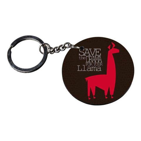 Crafty Worth | llama keychain | keychain for girlfriend Printed Wooden Keychains | Circle Shape Set of 2 keyrings 2×2 inch - alternate view