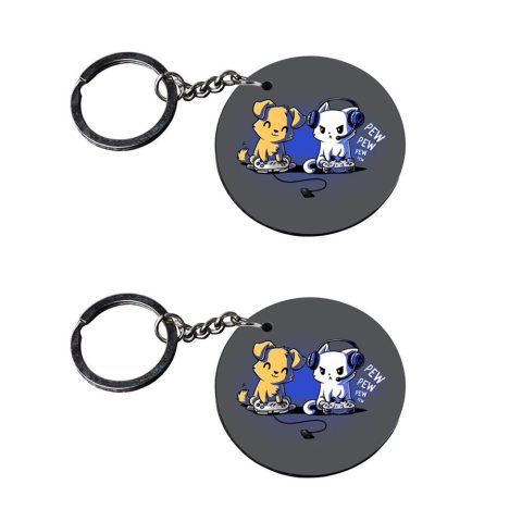 Crafty Worth | dog keychain for girls | keychain for innova Printed Wooden Keychains | Circle Shape Set of 2 keyrings 2×2 inch