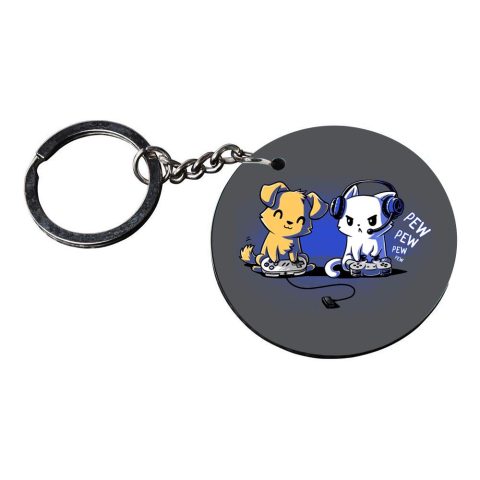 Crafty Worth | dog keychain for girls | keychain for innova Printed Wooden Keychains | Circle Shape Set of 2 keyrings 2×2 inch - alternate view