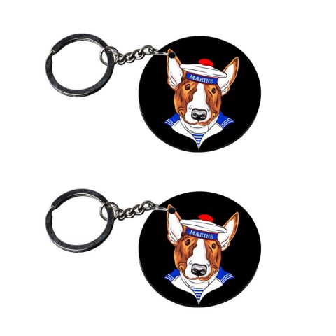 Crafty Worth | red dog keychain | keychain for kids girls Printed Wooden Keychains | Circle Shape Set of 2 keyrings 2×2 inch