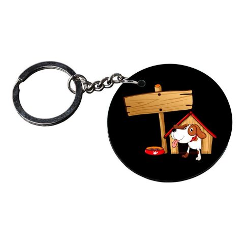 Crafty Worth | dog hook keychain | keychain for r15 bike Printed Wooden Keychains | Circle Shape Set of 2 keyrings 2×2 inch - alternate view