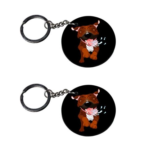 Crafty Worth | Dog keychain | keychain for scooty for girls Printed Wooden Keychains | Circle Shape Set of 2 keyrings 2×2 inch