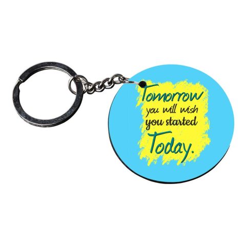 Crafty Worth | quotes keychain | keychain for women cute Printed Wooden Keychains | Circle Shape Set of 2 keyrings 2×2 inch - alternate view