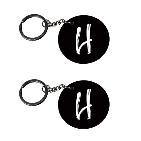 Crafty Worth | Alphabet H keychain | keychain box Printed Wooden Keychains | Circle Shape Set of 2 keyrings 2×2 inch