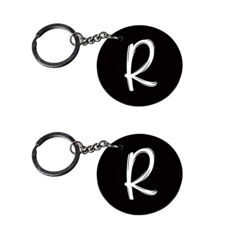 Crafty Worth | Alphabet R keychain | keychain elephant Printed Wooden Keychains | Circle Shape Set of 2 keyrings 2×2 inch