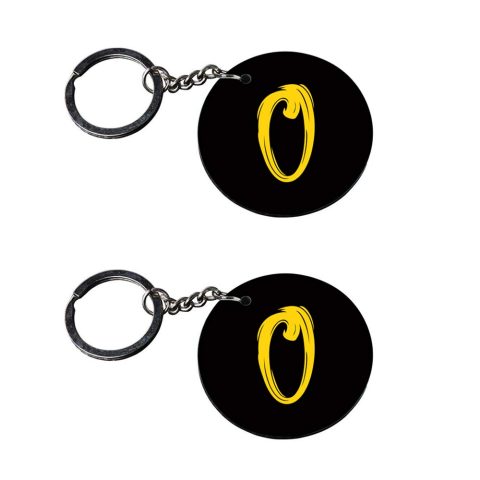 Crafty Worth | Alphabet O keychain | keychain infinity gauntlet Printed Wooden Keychains | Circle Shape Set of 2 keyrings 2×2 inch