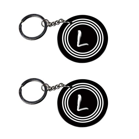 Crafty Worth | Alphabet L keychain | keychain lighter and opener Printed Wooden Keychains | Circle Shape Set of 2 keyrings 2×2 inch