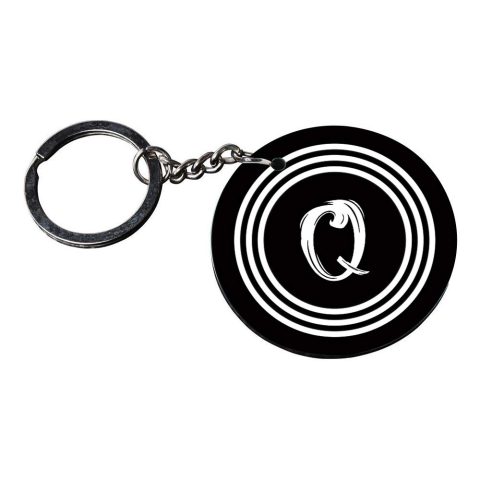 Crafty Worth | Alphabet Q keychain | keychain name written Printed Wooden Keychains | Circle Shape Set of 2 keyrings 2×2 inch - alternate view