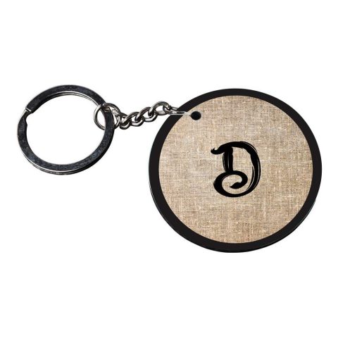 Crafty Worth | Alphabet D keychain | keychain yellow Printed Wooden Keychains | Circle Shape Set of 2 keyrings 2×2 inch - alternate view