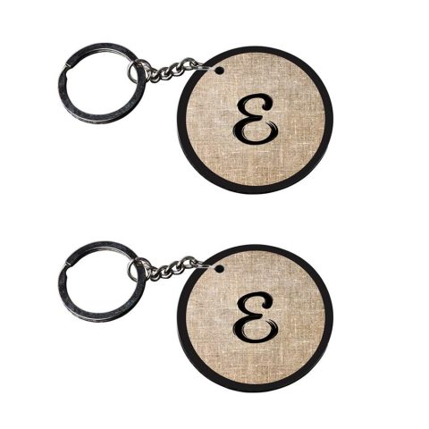 Crafty Worth | Alphabet E keychain | keychain yahama Printed Wooden Keychains | Circle Shape Set of 2 keyrings 2×2 inch