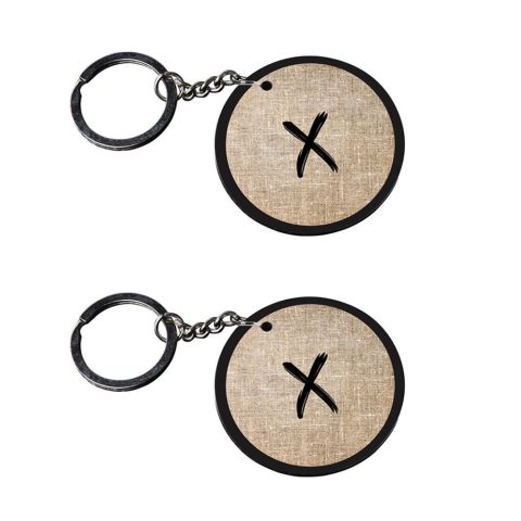 Crafty Worth | Alphabet X keychain | r keychain Printed Wooden Keychains | Circle Shape Set of 2 keyrings 2×2 inch