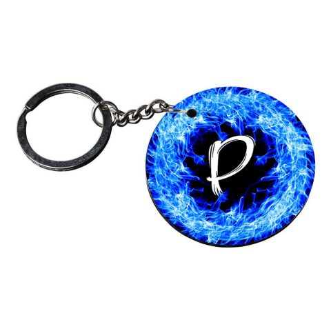 Crafty Worth | Alphabet P keychain | keychain for royal enfield bike Printed Wooden Keychains | Circle Shape Set of 2 keyrings 2×2 inch - alternate view