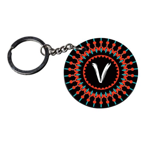 Crafty Worth | Alphabet V keychain | keychain for car hyundai Printed Wooden Keychains | Circle Shape Set of 2 keyrings 2×2 inch - alternate view