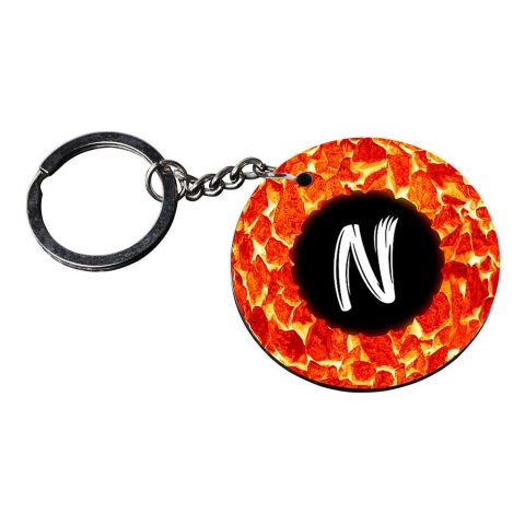 Crafty Worth | Alphabet N keychain | keychain for mobile Printed Wooden Keychains | Circle Shape Set of 2 keyrings 2×2 inch - alternate view