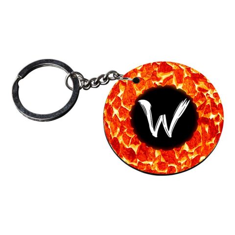 Crafty Worth | Alphabet W keychain | keychain for office use Printed Wooden Keychains | Circle Shape Set of 2 keyrings 2×2 inch - alternate view