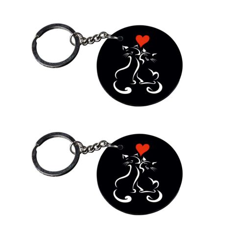 Crafty Worth | cat ear keychain | keychain for pulsar 150 Printed Wooden Keychains | Circle Shape Set of 2 keyrings 2×2 inch