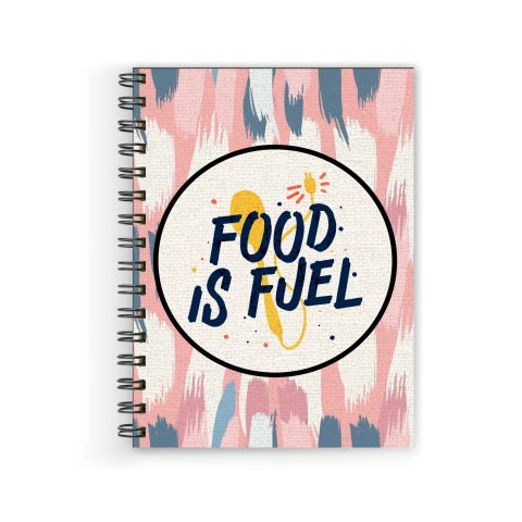 Crafty Worth Food is fuel , Wire Bound Spiral Printed unruled note book set Pages :160 (Size :A5)
