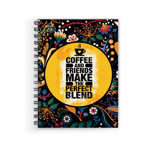 Crafty Worth coffee and friend , Wire Bound Spiral Printed unruled notebook laptops Pages :160 (Size :A5)