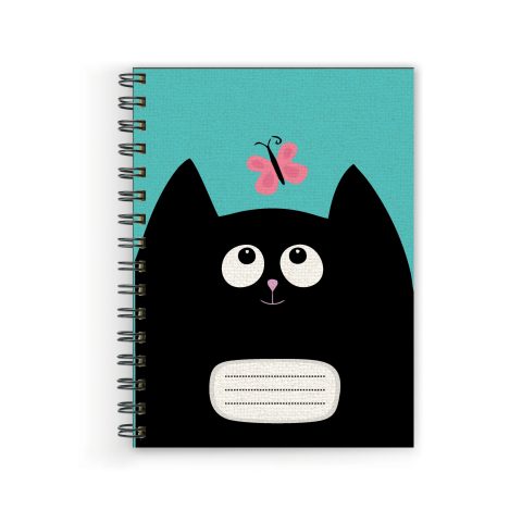 Crafty Worth black cat Wire Bound Spiral Printed unruled diary for bullet journal Pages :160 (Size :A5)