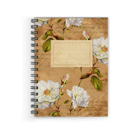 Crafty Worth Vintage texture Wire Bound Spiral Printed unruled diary for drawing Pages :160 (Size :A5)