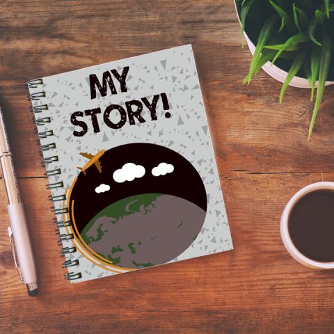 Crafty Worth My story fly , Wire Bound Spiral Printed unruled notebook for habit tracker Pages :160 (Size :A5) - alternate view